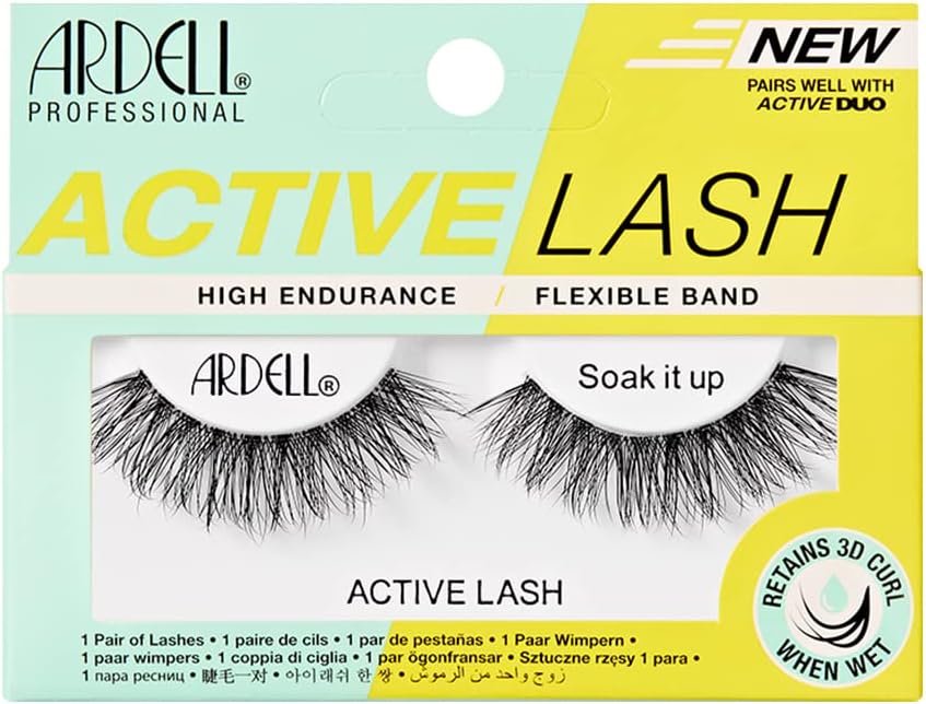 Ardell Active Lash Soak It Up False Eyelashes, Water-resistant, Medium Volume and Length, Vegan Friendly, 1 Pair (Pack of 1) - ScentiMelti Home Fragrance, Beauty & Gifts UK