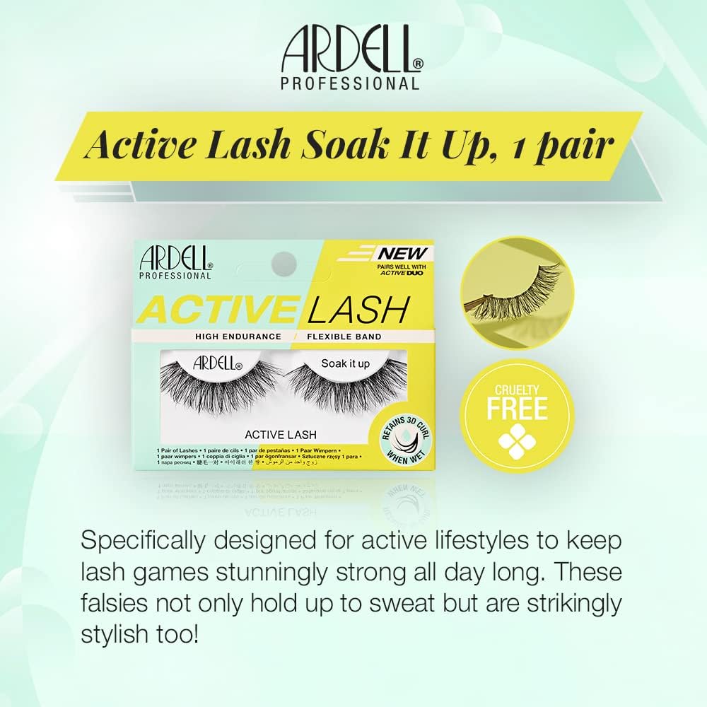 Ardell Active Lash Soak It Up False Eyelashes, Water-resistant, Medium Volume and Length, Vegan Friendly, 1 Pair (Pack of 1) - ScentiMelti Home Fragrance, Beauty & Gifts UK