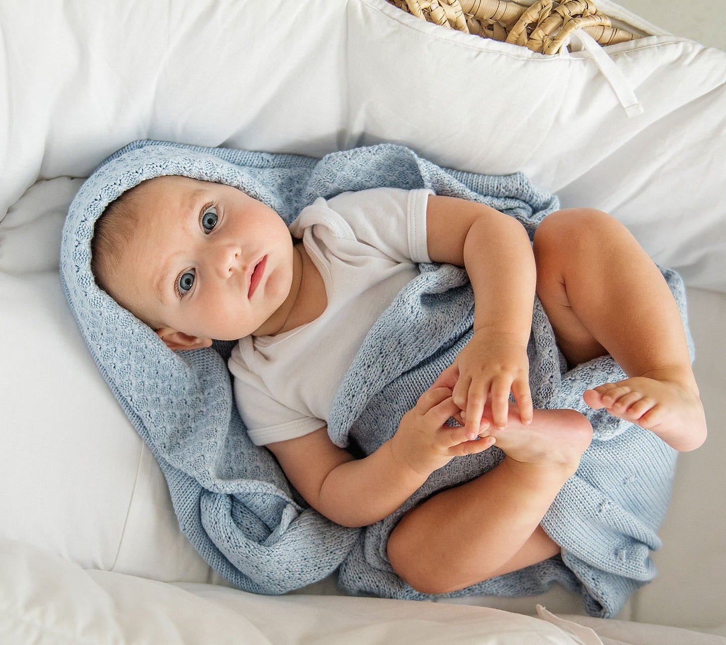 Soft All Season Bamboo Baby Blanket "Popcorn" - Blue - ScentiMelti Home Fragrance, Beauty & Gifts UK