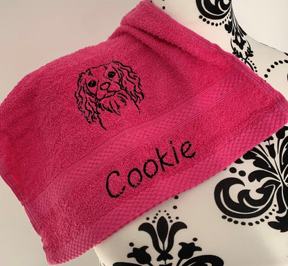 Dog Towels - Cavalier King Charles - Personalised Cool Beans Embroidery & Personalisation ScentiMelti Wax Melts