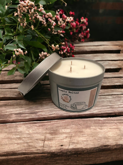 Spiced Cappuccino Three Wick Candle in a Tin - ScentiMelti Home Fragrance, Beauty & Gifts UK