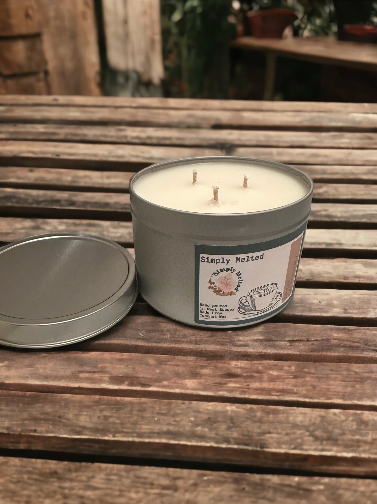 Spiced Cappuccino Three Wick Candle in a Tin - ScentiMelti Home Fragrance, Beauty & Gifts UK