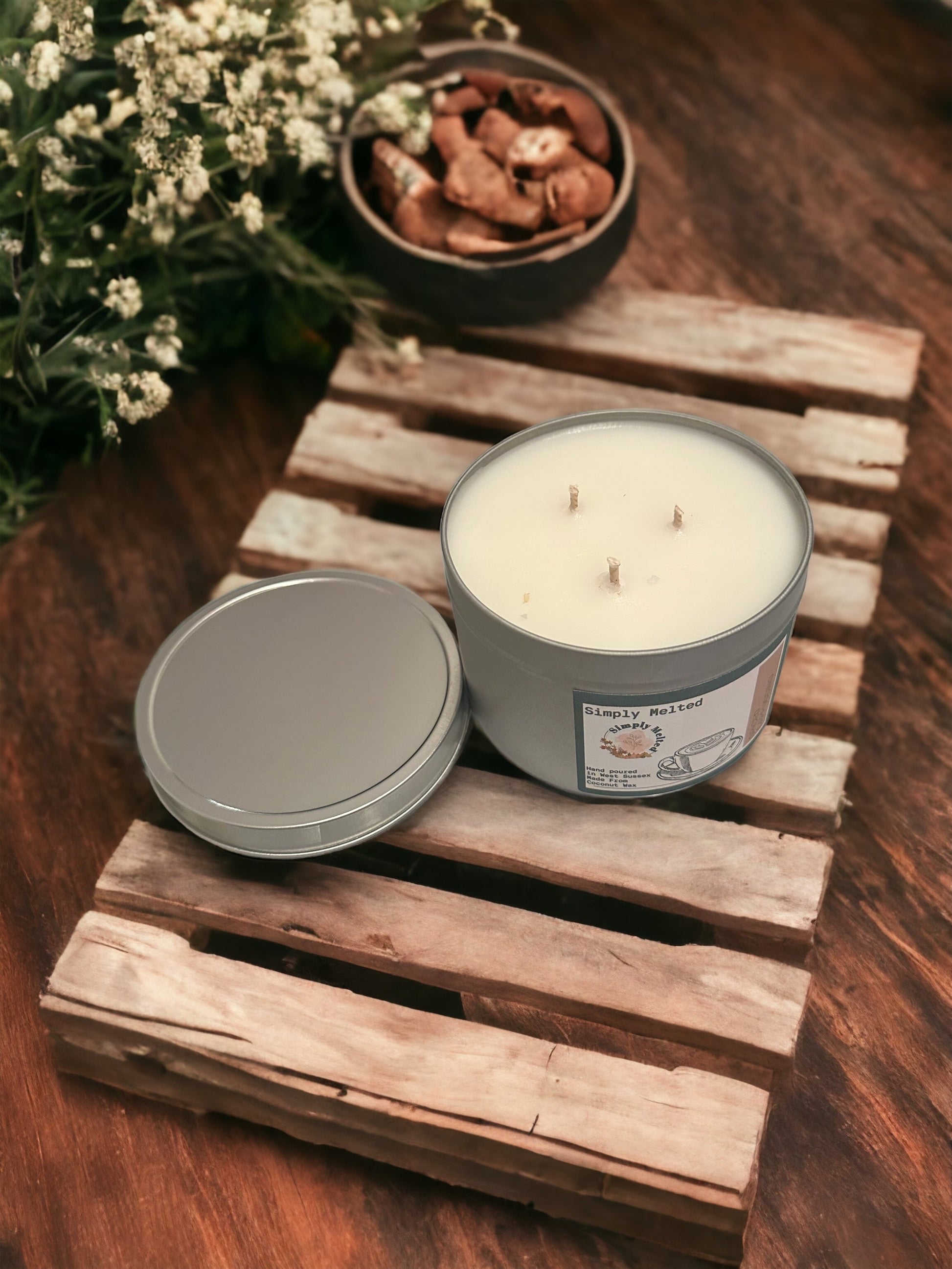 Spiced Cappuccino Three Wick Candle in a Tin - ScentiMelti Home Fragrance, Beauty & Gifts UK