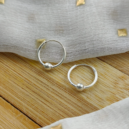 Pure Silver One Ball Bali Slim Statement Dainty Punk Minimalist Hoop Earring The Colourful Aura ScentiMelti Wax Melts