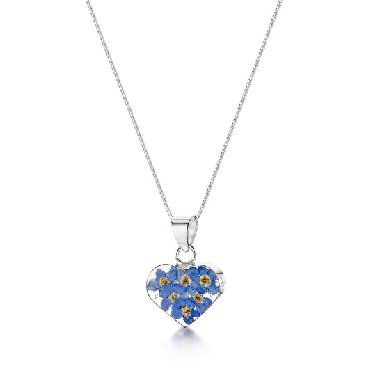 Sterling Silver Forget-Me-Not Heart Pendant - Perfect Mother's Day Gift - ScentiMelti Home Fragrance, Beauty & Gifts UK