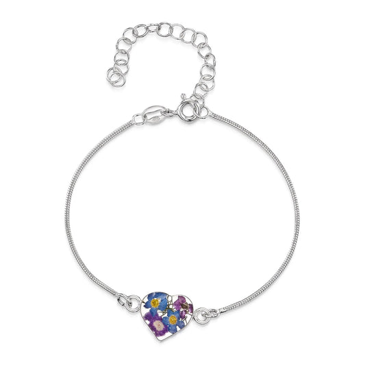 Sterling Silver Snake Bracelet with Heart Charm - Purple Haze - ScentiMelti Home Fragrance, Beauty & Gifts UK