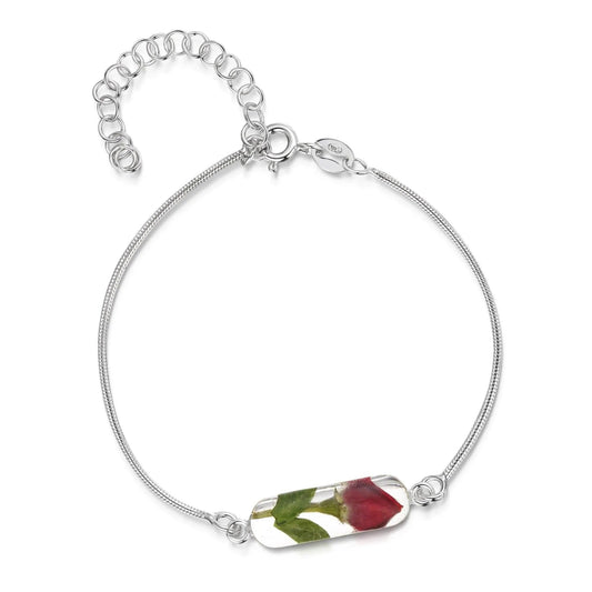 Sterling silver snake chain bracelet with rose bud charm - ScentiMelti Home Fragrance, Beauty & Gifts UK