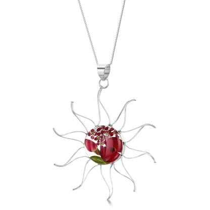 Sun necklace handmade with real flowers by Shrieking Violet - Poppy & Rose - ScentiMelti Home Fragrance, Beauty & Gifts UK