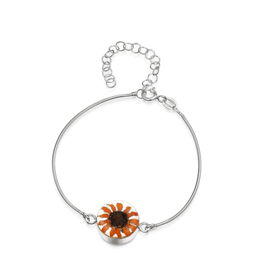 Sunflower bracelet by  Shrieking Violet® Sterling silver snake chain bracelet handmade with mini black-eyed susan sunflower - handmade jewellery gift - ScentiMelti Home Fragrance, Beauty & Gifts UK