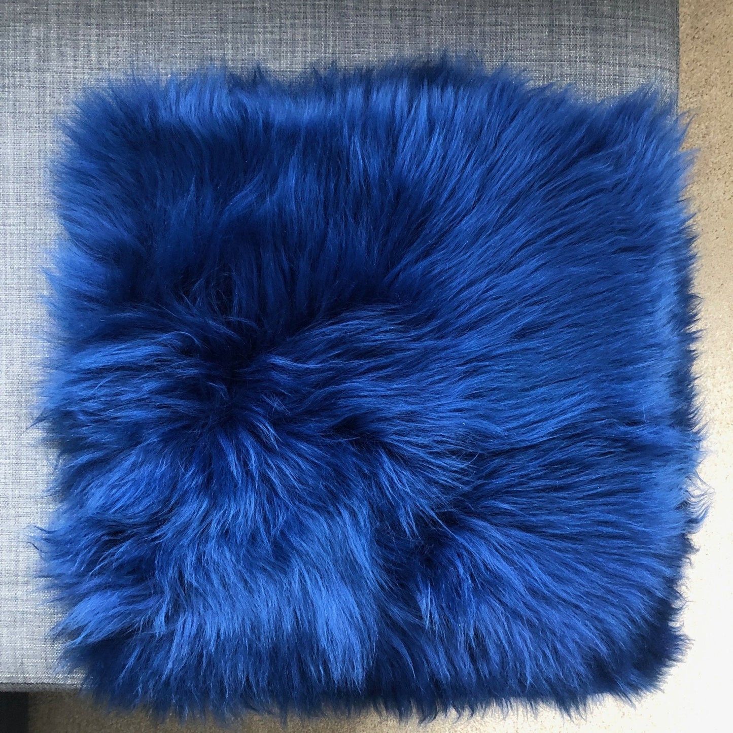 British Sheepskin Square Seat Cover 37cm Bright Navy Blue - ScentiMelti Home Fragrance, Beauty & Gifts UK