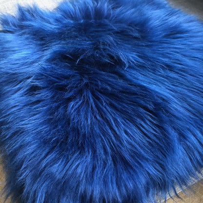 British Sheepskin Square Seat Cover 37cm Bright Navy Blue - ScentiMelti Home Fragrance, Beauty & Gifts UK