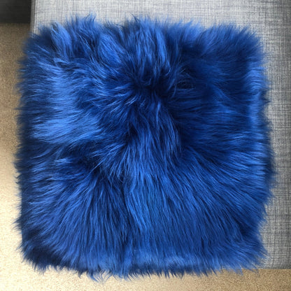 British Sheepskin Square Seat Cover 37cm Bright Navy Blue - ScentiMelti Home Fragrance, Beauty & Gifts UK