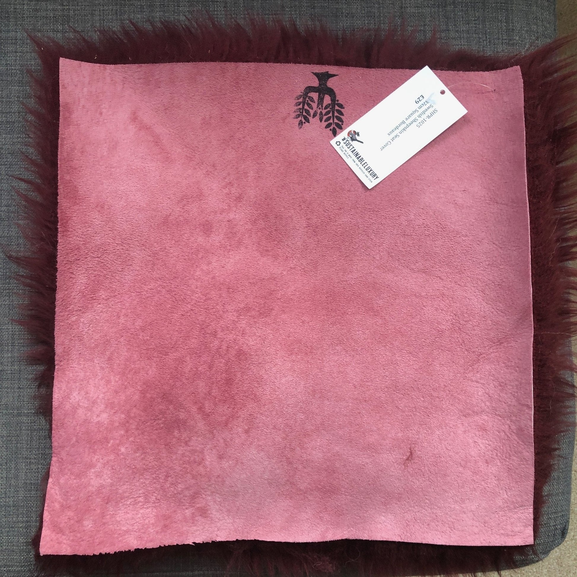 British Sheepskin Square Seat Cover 37cm Burgundy - ScentiMelti Home Fragrance, Beauty & Gifts UK