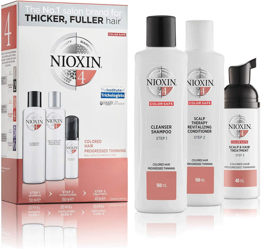 Nioxin 3-Part System | System 4 | Coloured Hair with Progressed Thinning Hair Treatment | Scalp Therapy | Hair Thickening Treatment - ScentiMelti Home Fragrance, Beauty & Gifts UK