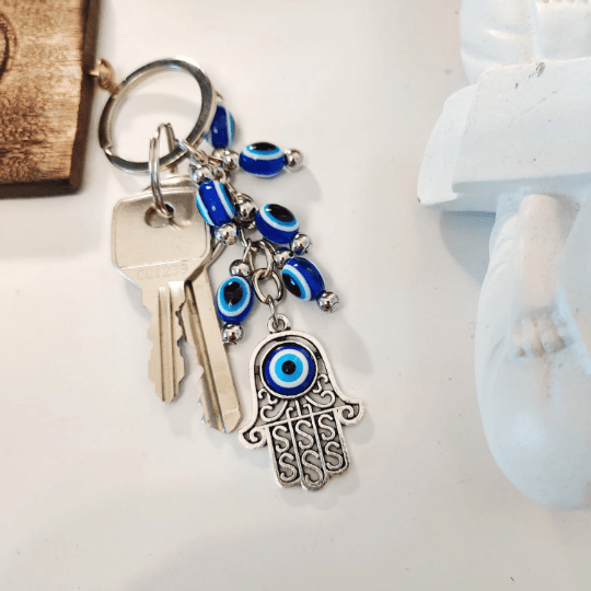 Hamsa Hand Turkish Protection Greek Evil Eye Nazar mal de ojo Keyring - ScentiMelti Home Fragrance, Beauty & Gifts UK