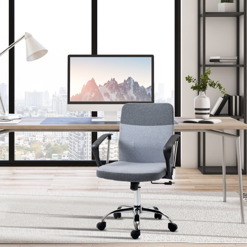 Office Chair gaming chair Linen Fabric Swivel Computer Desk Chair Home Study Adjustable Chair with Wheels, Grey - ScentiMelti Home Fragrance, Beauty & Gifts UK