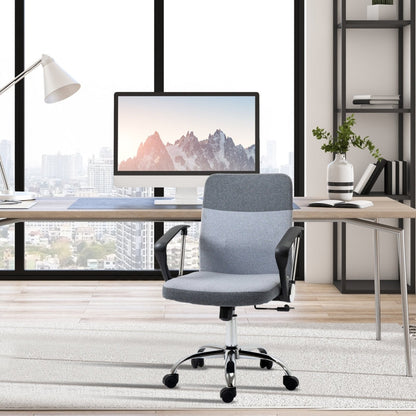 Office Chair gaming chair Linen Fabric Swivel Computer Desk Chair Home Study Adjustable Chair with Wheels, Grey - ScentiMelti Home Fragrance, Beauty & Gifts UK