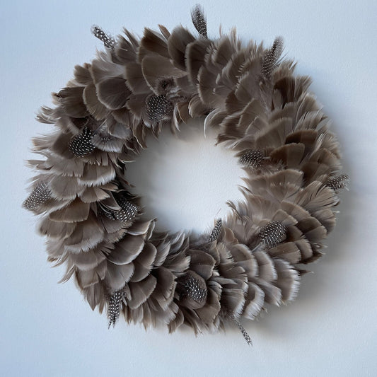 Taupe Feather Christmas Wreath - ScentiMelti Home Fragrance, Beauty & Gifts UK