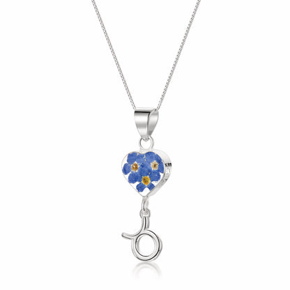 Taurus Necklace - Sterling silver pendant with real flowers & a zodiac charm.  More Options... - ScentiMelti Home Fragrance, Beauty & Gifts UK