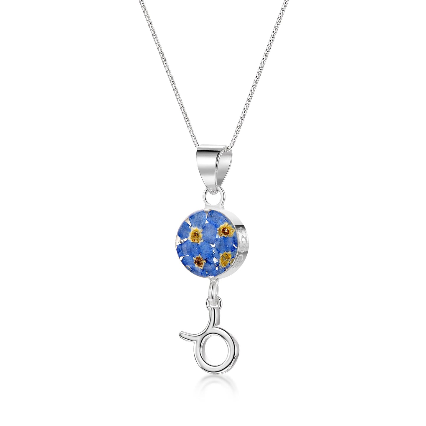 Taurus Necklace - Sterling silver pendant with real flowers & a zodiac charm.  More Options... - ScentiMelti Home Fragrance, Beauty & Gifts UK