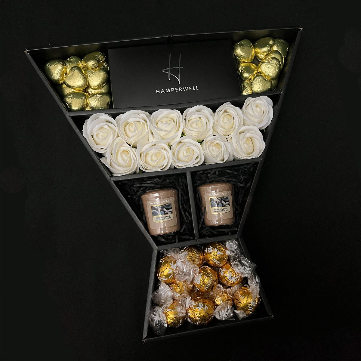 Lindt Lindor & Yankee Candle Signature Chocolate Bouquet With Ivory Roses