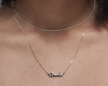 Personalised Name Necklace Fine Curb Chain Silver - ScentiMelti Home Fragrance, Beauty & Gifts UK