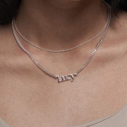 Personalised Name Necklace Chunky Curb Chain Silver - ScentiMelti Home Fragrance, Beauty & Gifts UK