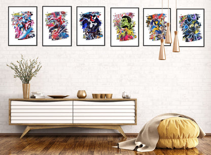 Set of 6 Superhero Splash Prints Digital Download Billies Inks ScentiMelti Wax Melts