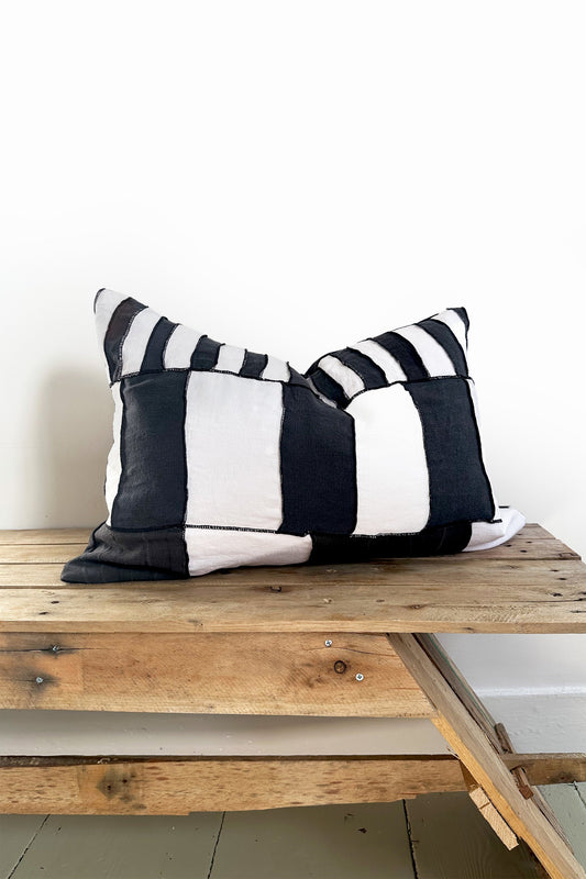 Abstract Tribal Stripes Black and White Linen Cushion Cover - ScentiMelti Home Fragrance, Beauty & Gifts UK