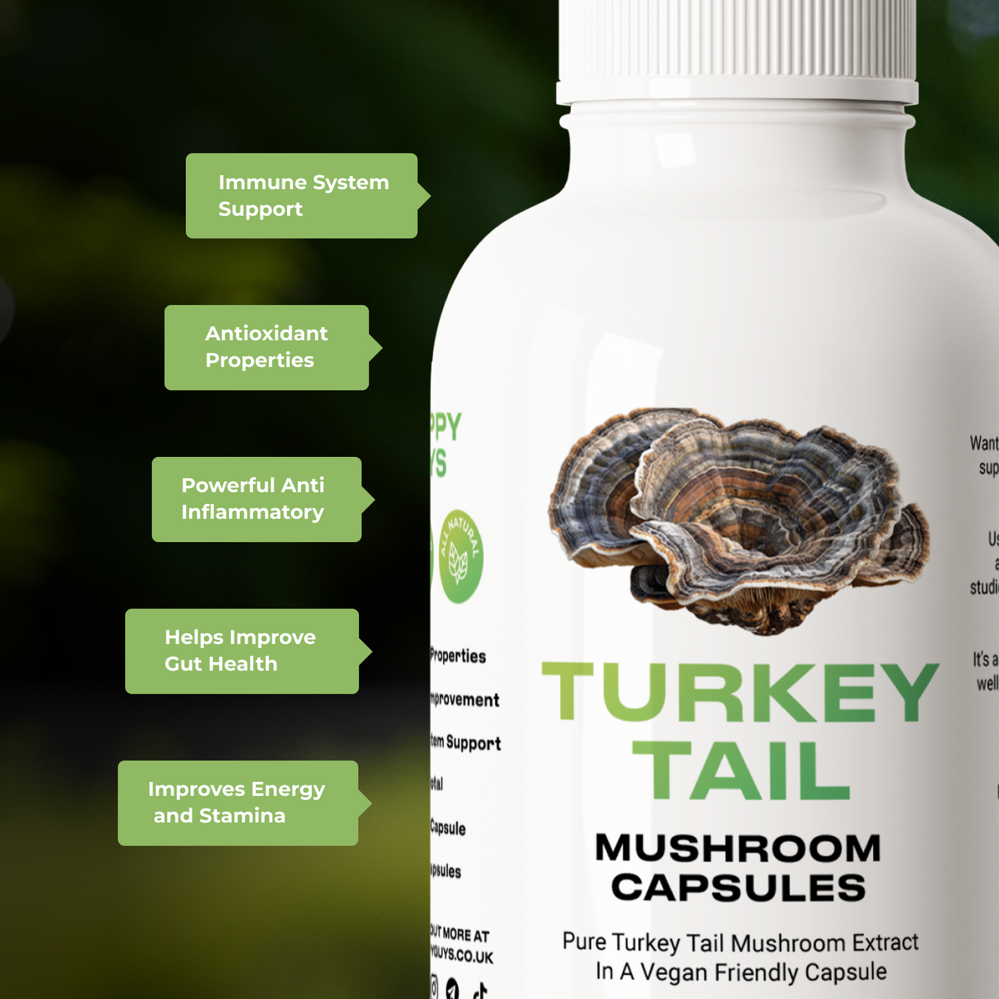 Organic Turkey Tail Vegan Mushroom Capsules Happy Guys CBD ScentiMelti Wax Melts