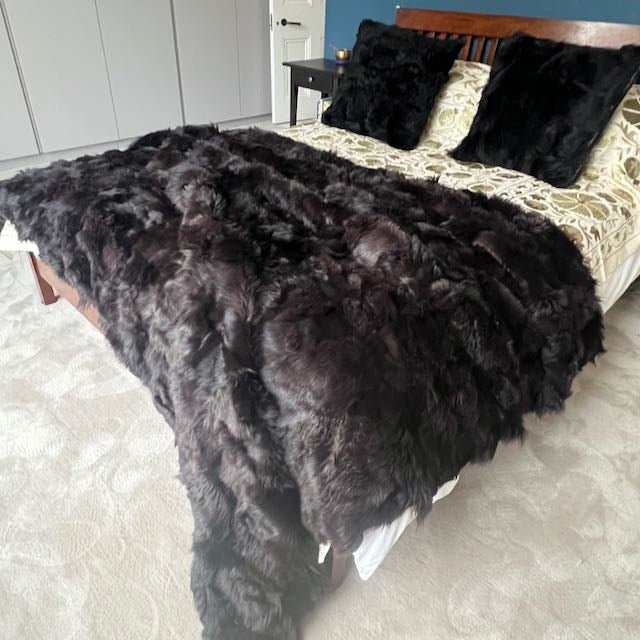 Tuscan Shearling Throw | Fur Blanket | Sheepskin Rug | Dark Chocolate - ScentiMelti Home Fragrance, Beauty & Gifts UK