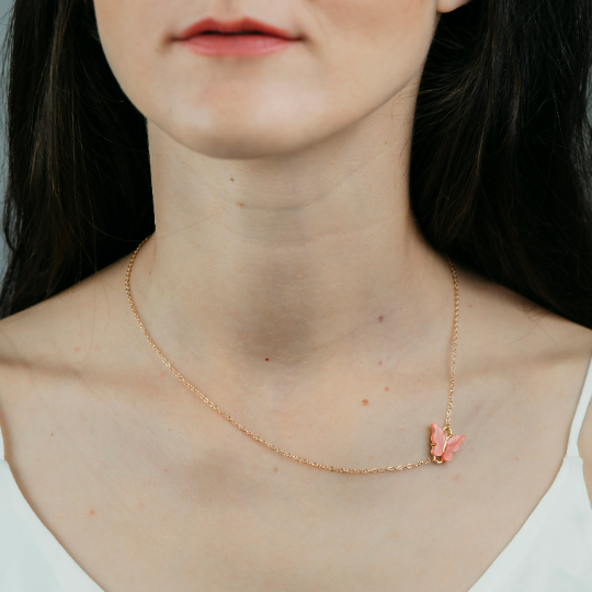 Sideways Gold Silver Pink Blue Dainty Butterfly Bird Choker Pendant Necklace - ScentiMelti Home Fragrance, Beauty & Gifts UK