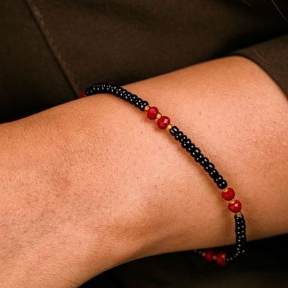 Multicolour Black Silver Beaded Indian Nazar Magalsutra Everyday Bracelet The Colourful Aura ScentiMelti Wax Melts