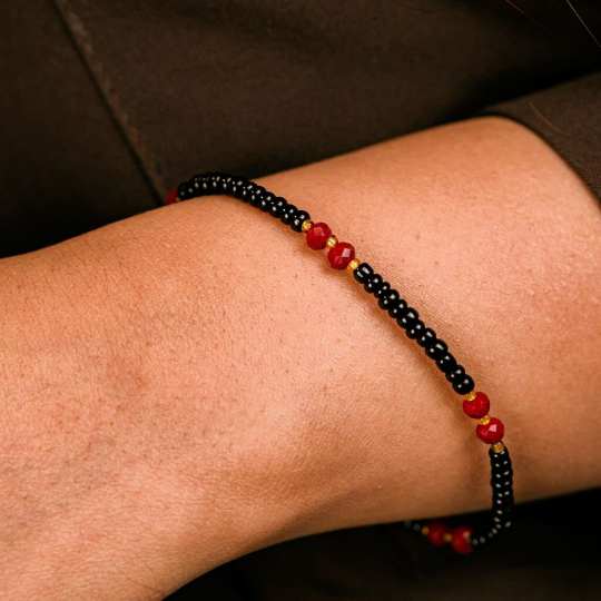 Black Golden Beads Indian Everyday Devil Eye Mangalsutra Nazaria Bracelet - ScentiMelti Home Fragrance, Beauty & Gifts UK