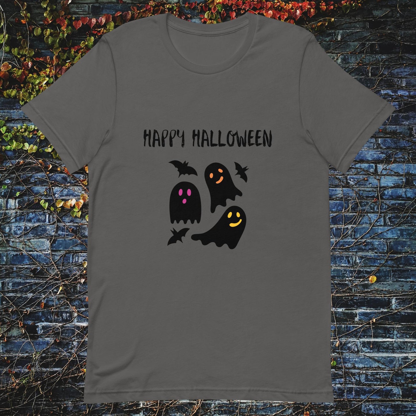 Unisex t-shirt Happy Halloween ghosts bats - ScentiMelti Home Fragrance, Beauty & Gifts UK