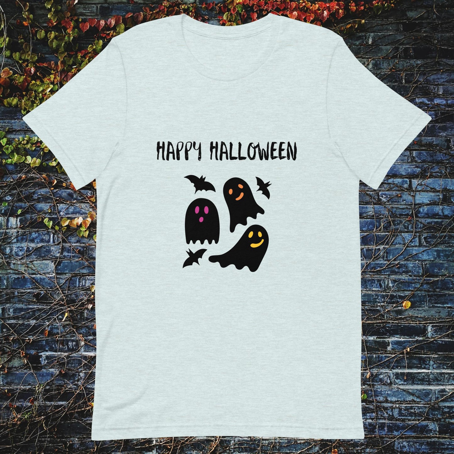 Unisex t-shirt Happy Halloween ghosts bats - ScentiMelti Home Fragrance, Beauty & Gifts UK