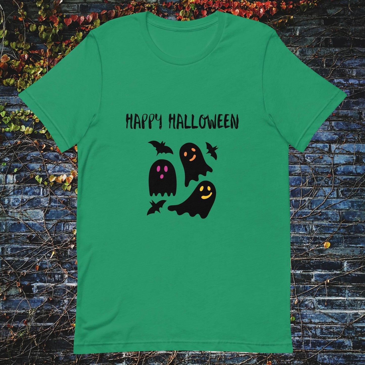 Unisex t-shirt Happy Halloween ghosts bats - ScentiMelti Home Fragrance, Beauty & Gifts UK