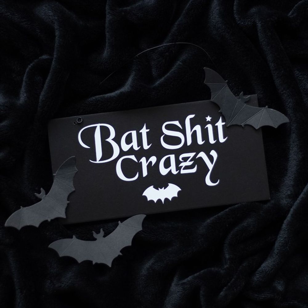 20cm Bat Shit Crazy Hanging Sign - ScentiMelti  20cm Bat Shit Crazy Hanging Sign