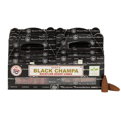 Set of 6 Packets of Black Champa Backflow Dhoop Cones by Satya - ScentiMelti  Set of 6 Packets of Black Champa Backflow Dhoop Cones by Satya