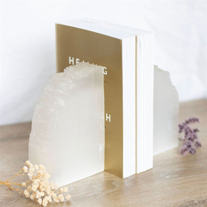 Selenite Crystal Bookends - ScentiMelti  Selenite Crystal Bookends