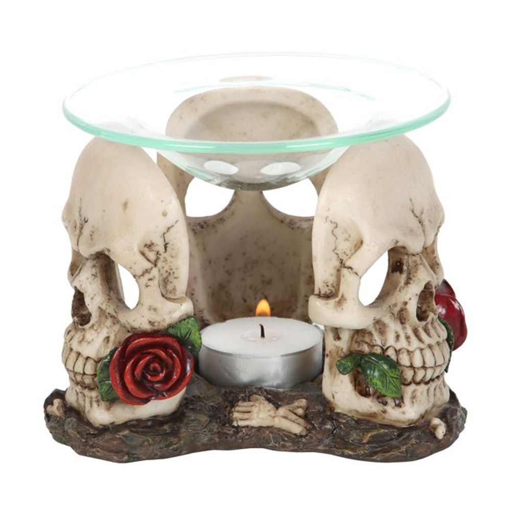 Resin and Glass Skull Rose Oil Burner - ScentiMelti  Resin and Glass Skull Rose Oil Burner