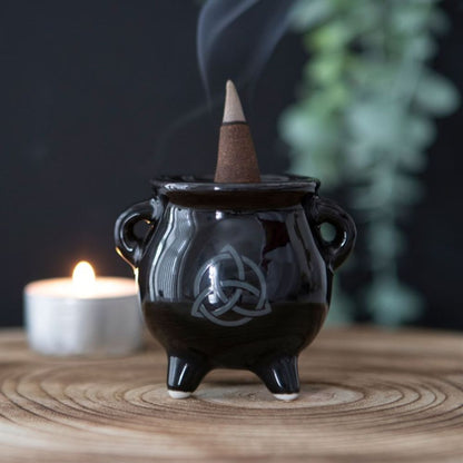 Triquetra Cauldron Ceramic Incense Holder - ScentiMelti  Triquetra Cauldron Ceramic Incense Holder