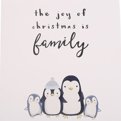 Joy of Christmas Penguin Family Hanging Sign - ScentiMelti  Joy of Christmas Penguin Family Hanging Sign