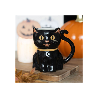 Spooky Black Cat Shaped Mug - ScentiMelti  Spooky Black Cat Shaped Mug