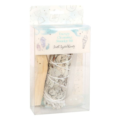 Smudge Kit with Clear Quartz Crystal - ScentiMelti  Smudge Kit with Clear Quartz Crystal