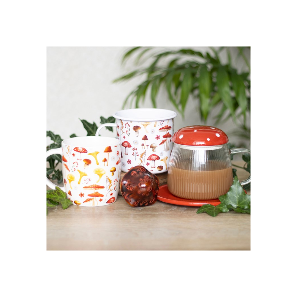 Glass Mushroom Mug and Saucer - ScentiMelti  Glass Mushroom Mug and Saucer