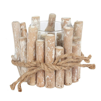 White Washed Driftwood Candle Holder - ScentiMelti  White Washed Driftwood Candle Holder