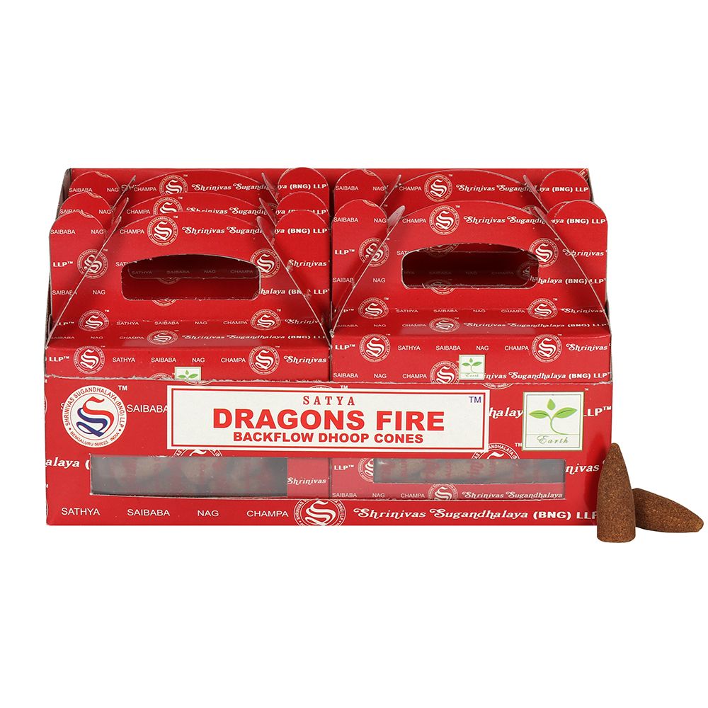 Set of 6 Packets of Dragons Fire Backflow Dhoop Cones by Satya - ScentiMelti Home Fragrance, Beauty & Gifts UK