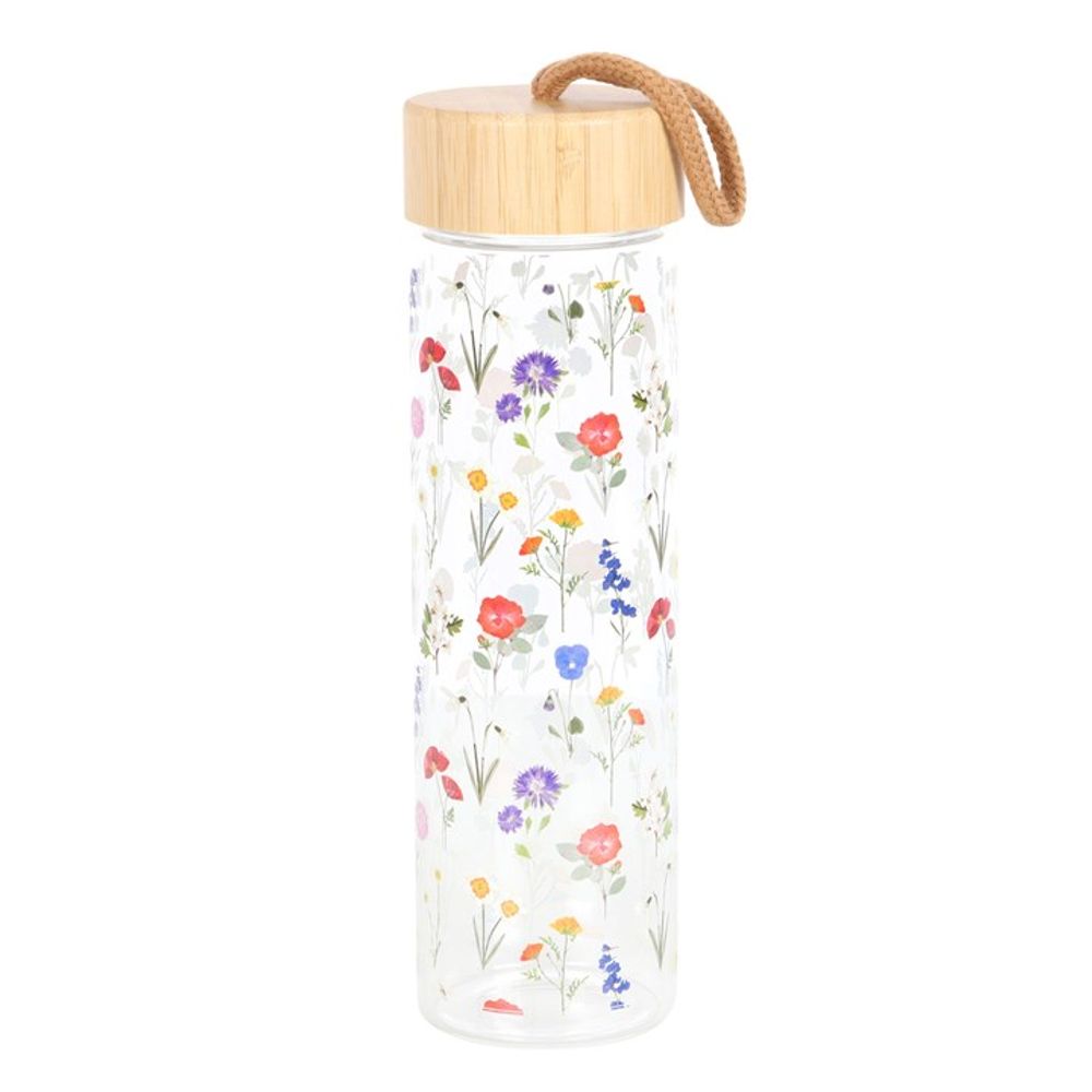 Wildflower Glass And Bamboo Water Bottle - ScentiMelti Home Fragrance, Beauty & Gifts UK