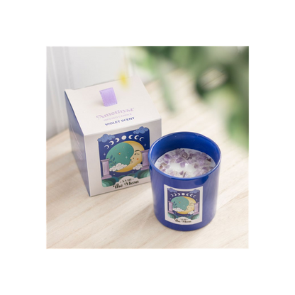 The Moon Amethyst Crystal Chip Candle - ScentiMelti  The Moon Amethyst Crystal Chip Candle